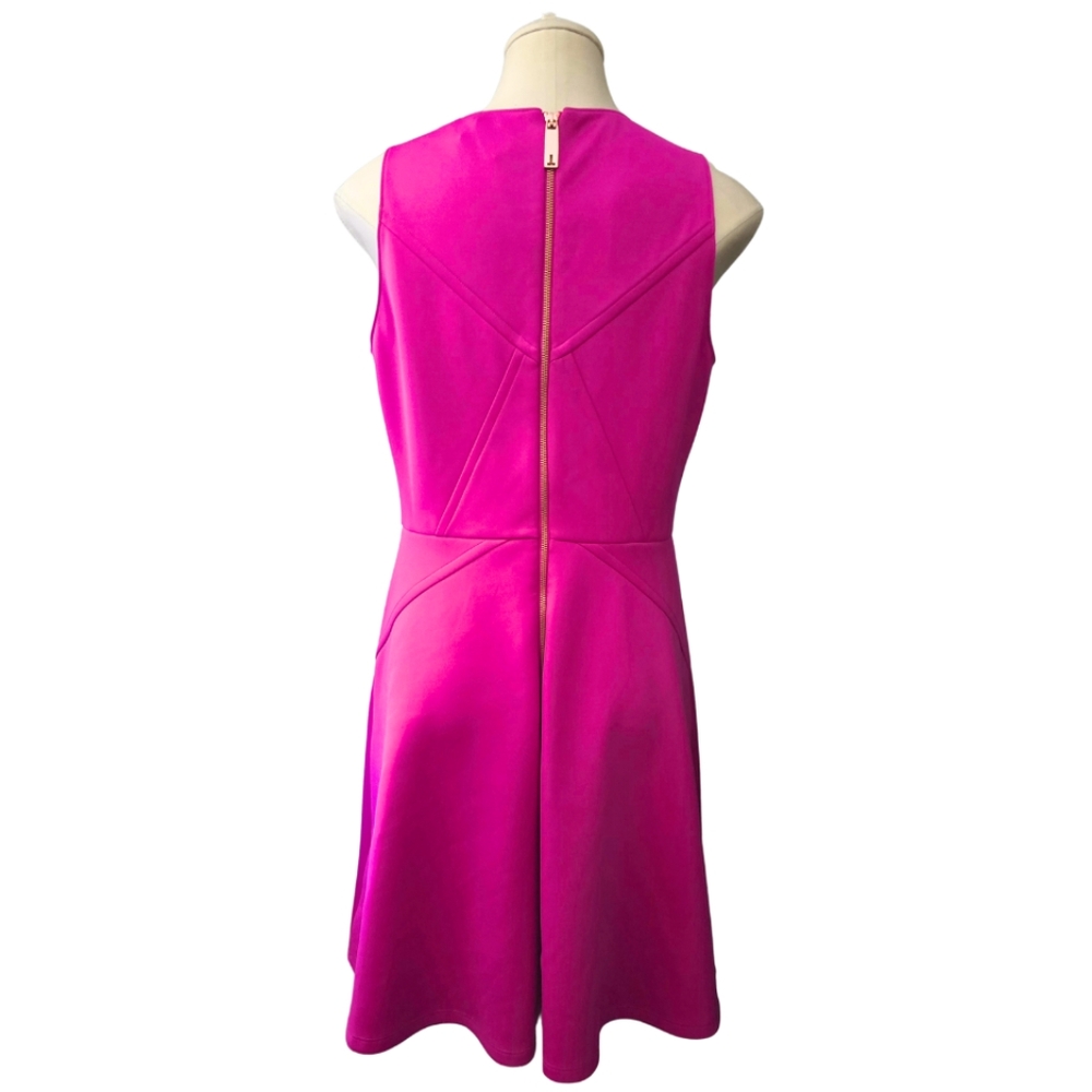 TED BAKER London Sew In Love Mitton Scuba Sleeveless Skater Dress Hot Pink 4/10 - Picture 6 of 8